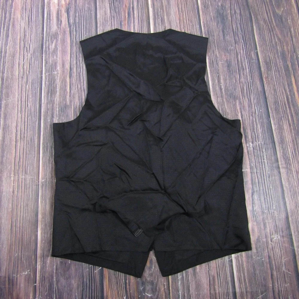 Suit Vest Mens 44L‎ Black Solid 3 Piece Belted Formal Waistcoat Wedding Business